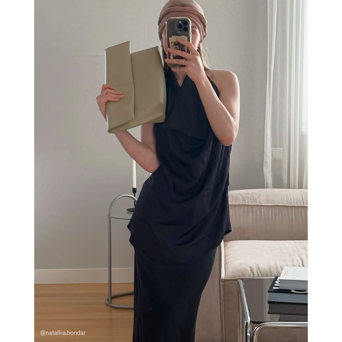Seamed Clutch Sand