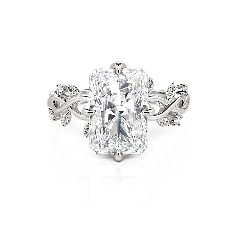Leaf Twist Radiant Crushed Ice Cut Engagement Ring