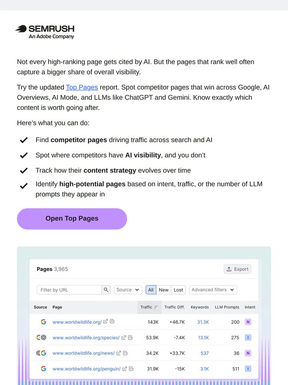 Competitor pages winning in Google and AI