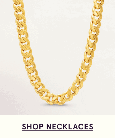 Classic, high-polish gold curb chain. Click here to shop necklaces