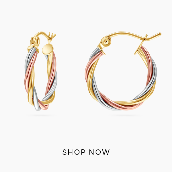 Tri-Color Twist Hoops
