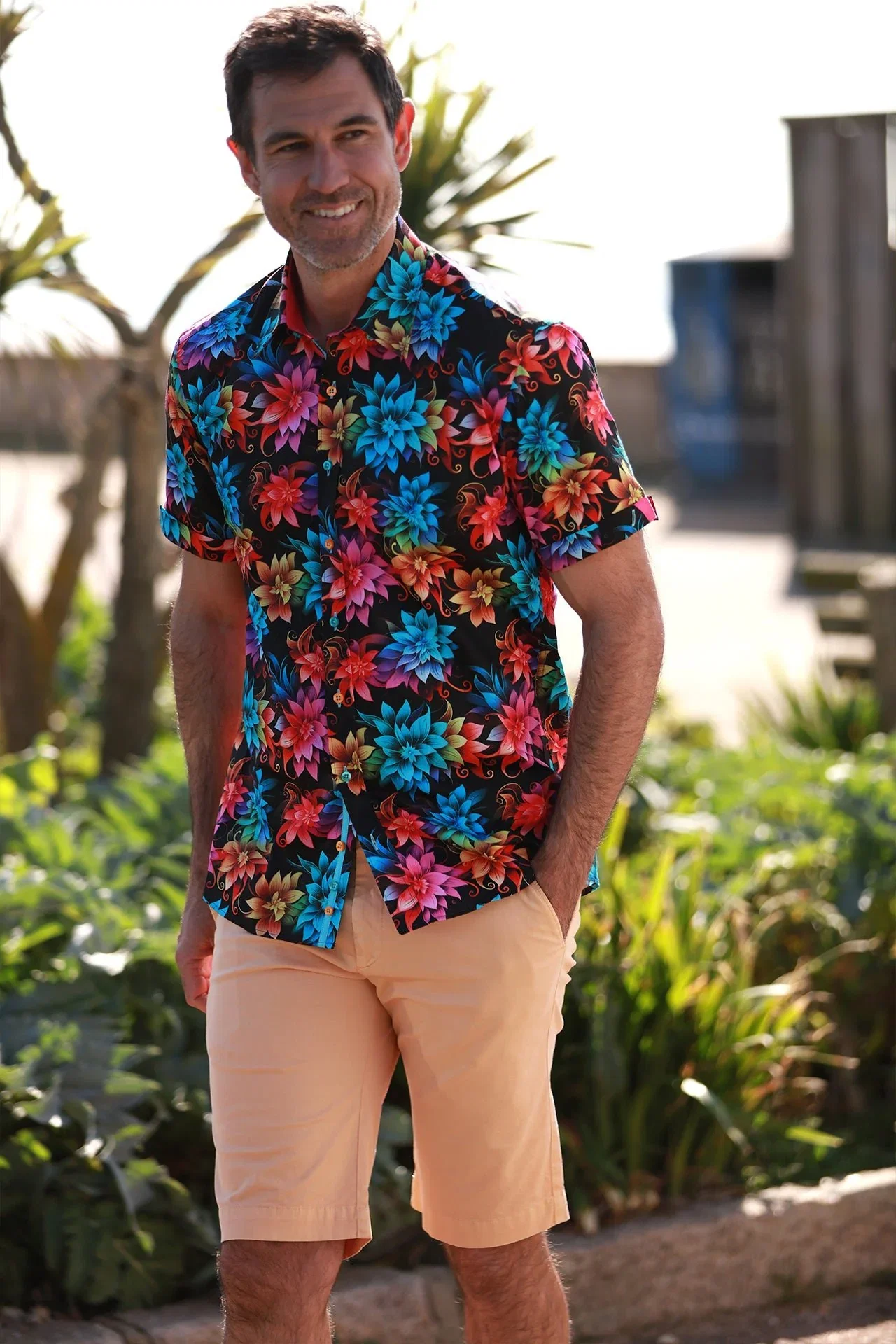 Image of DIGITAL FLORAL PRINTED SHORT SLEEVE SHIRT
