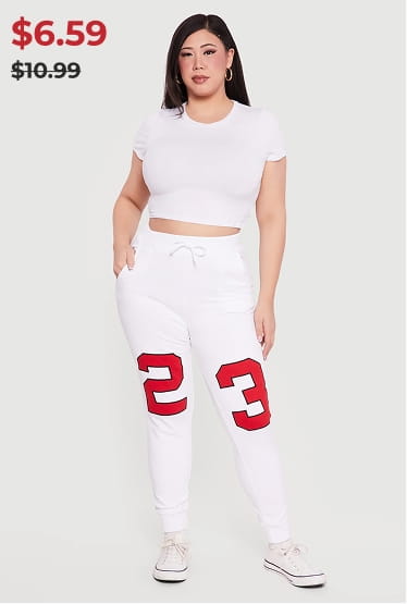 Shop Plus Size 23 Graphic Drawstring Waist Joggers