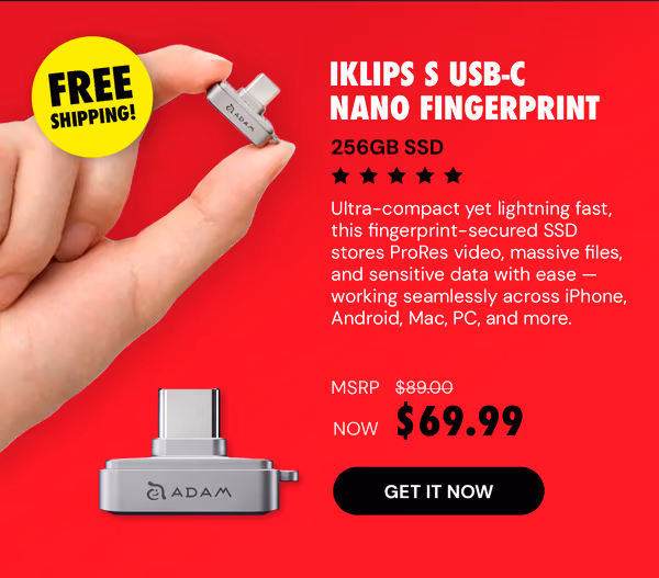 iKlips S USB-C Nano Fingerprint 256GB SSD