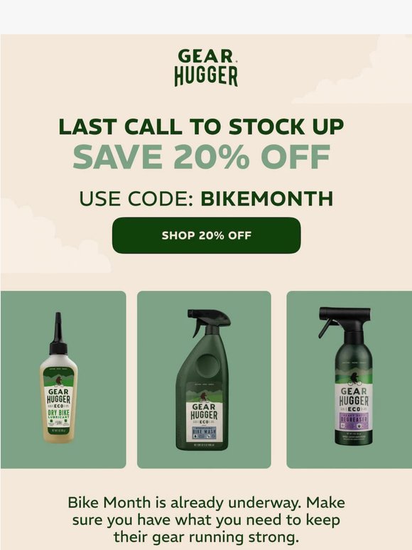Reminder 20% off for Bike Month