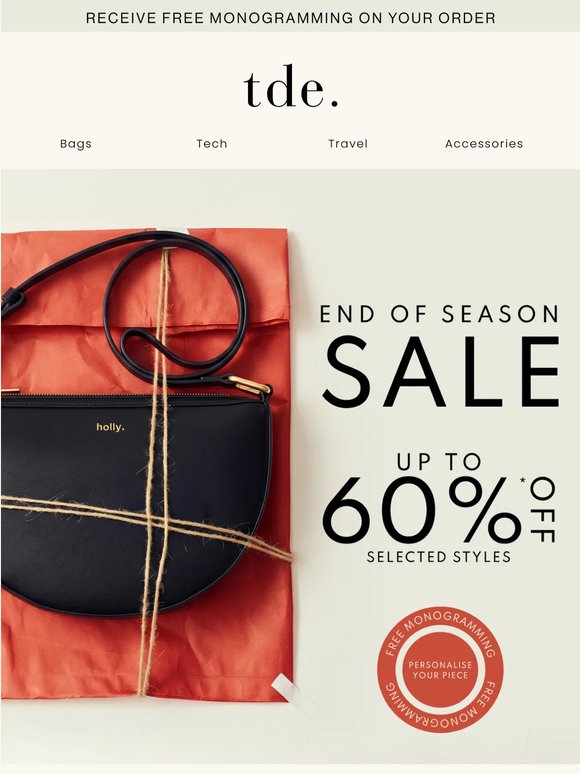 The sale you've been waiting for. Up to 60% off.