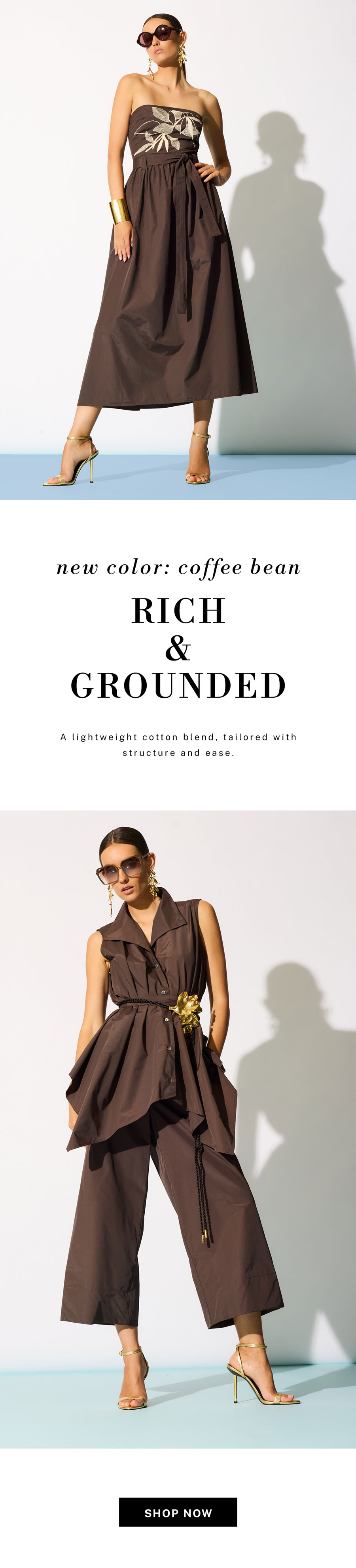 A lightweight cotton blend, tailored with structure and ease.