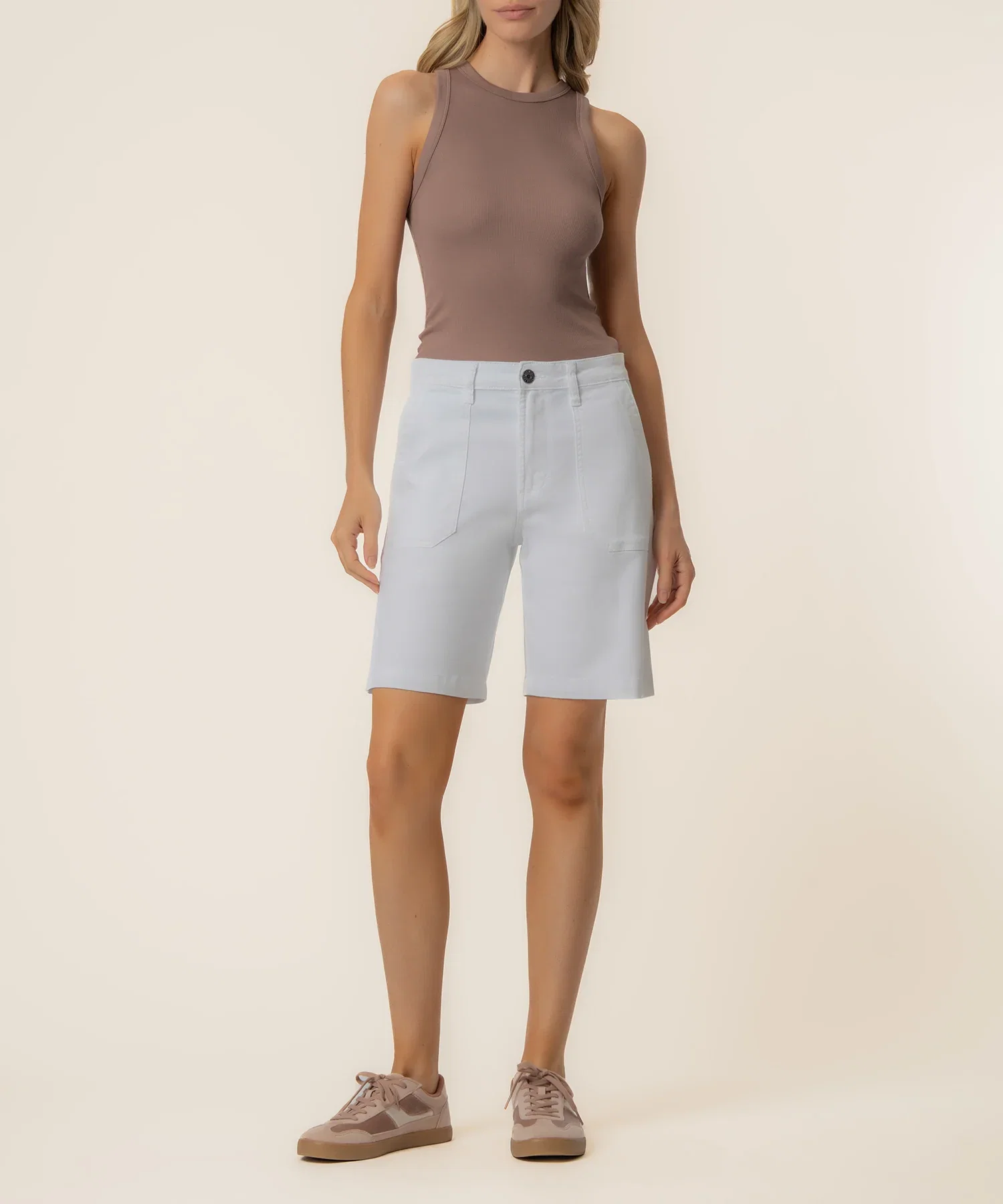 Image of Hailey High Rise Bermuda Short, Exclusive in Optic White