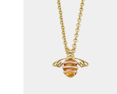 Nature's Wonder 9ct Solid Gold Honey Bee Pendant with Citrine