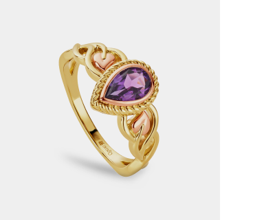 Royal Clogau® 9ct Solid Gold Delphinium Ring with Amethyst