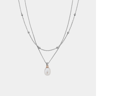 Nature's Wonder Sterling Silver Beachcomber Layered Necklace with Pearl