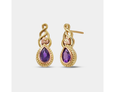 Royal Clogau® 9ct Solid Gold Delphinium Earrings with Amethysts