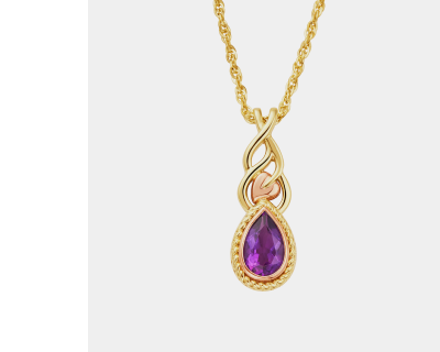 Royal Clogau® 9ct Solid Gold Delphinium Pendant with Amethyst