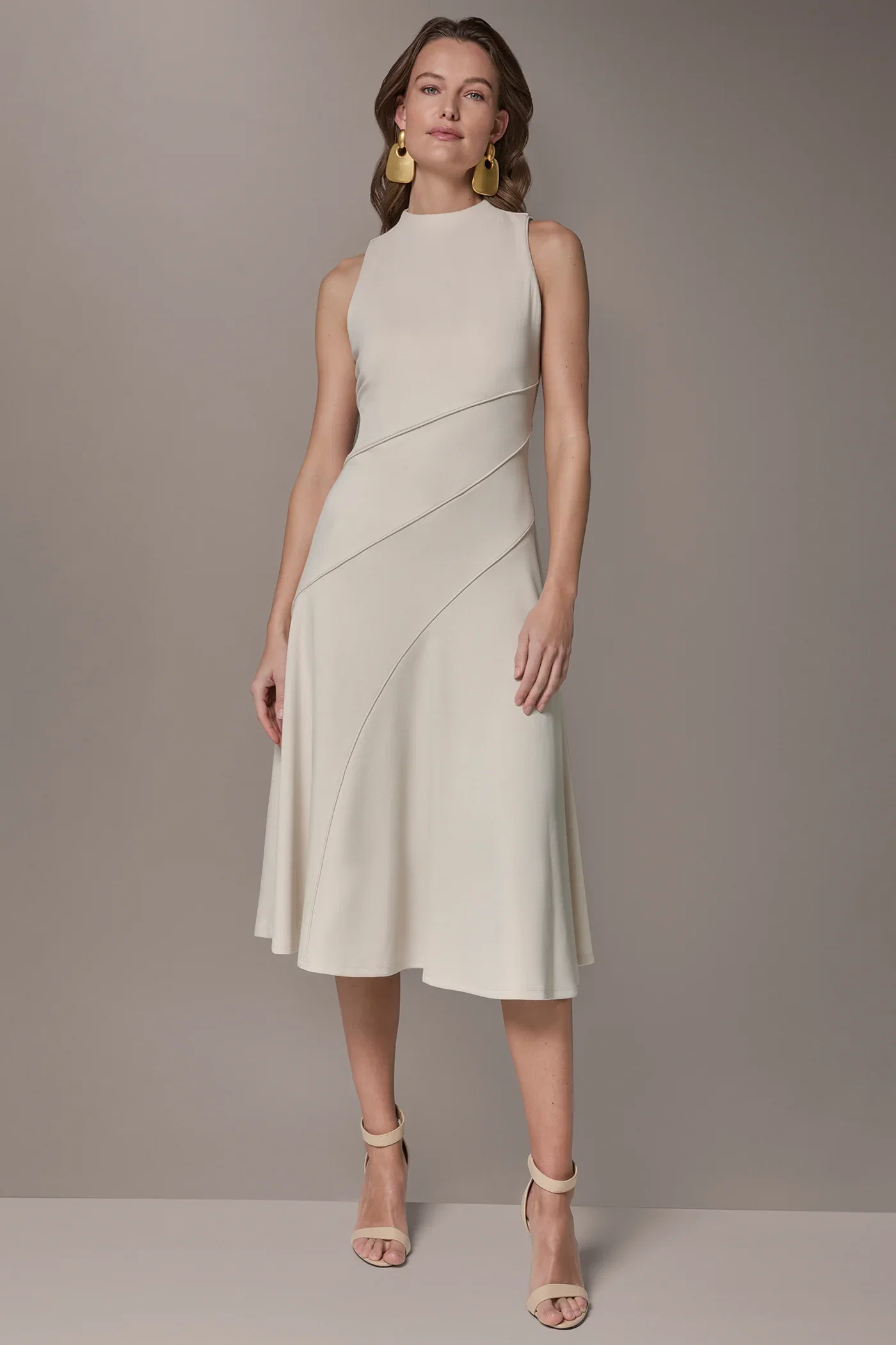 Image of DIAGONAL RIB MIDI A-LINE DRESS