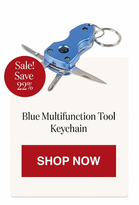 Blue Multifunction Tool Keychain [Click here to Shop Now]