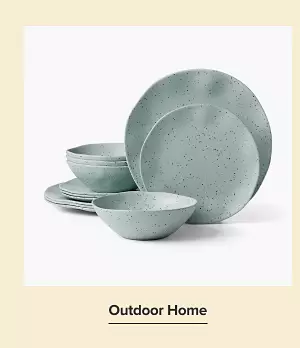 Shop outdoor home. A matching set of ceramic dishes and bowls.