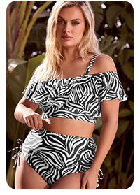 YOURS Curve Black Abstract Super High Waist Bikini Brief