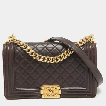Boy Medium Burgundy Quilted Le