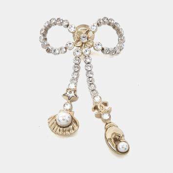 Gold Faux Pearl, Rhinestone Ri