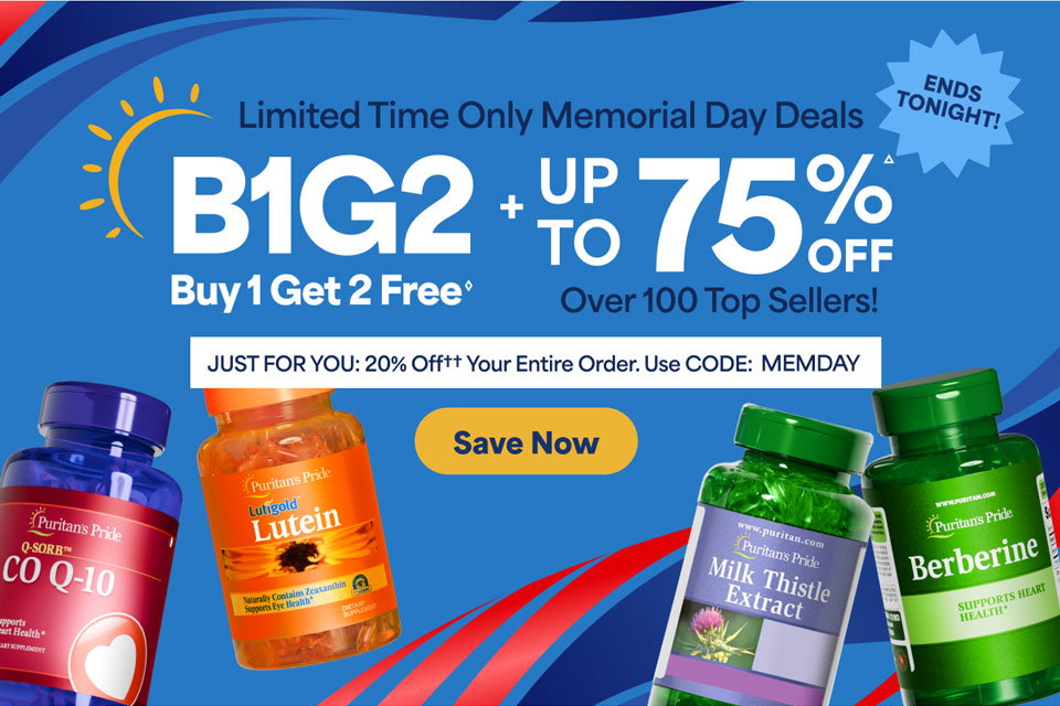 Memorial Day Sale: Buy 1 Get 2 Free◊ + Up To 75%Δ off Over 100 Top Sellers. And 20% Off†† Your Entire Order. Use Code MEMDAY. Save Now. Ends 5/27.