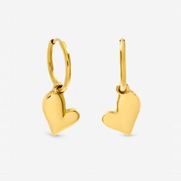 Jon Richard Gold Plated Waterproof Heart Charm Hoop Earrings