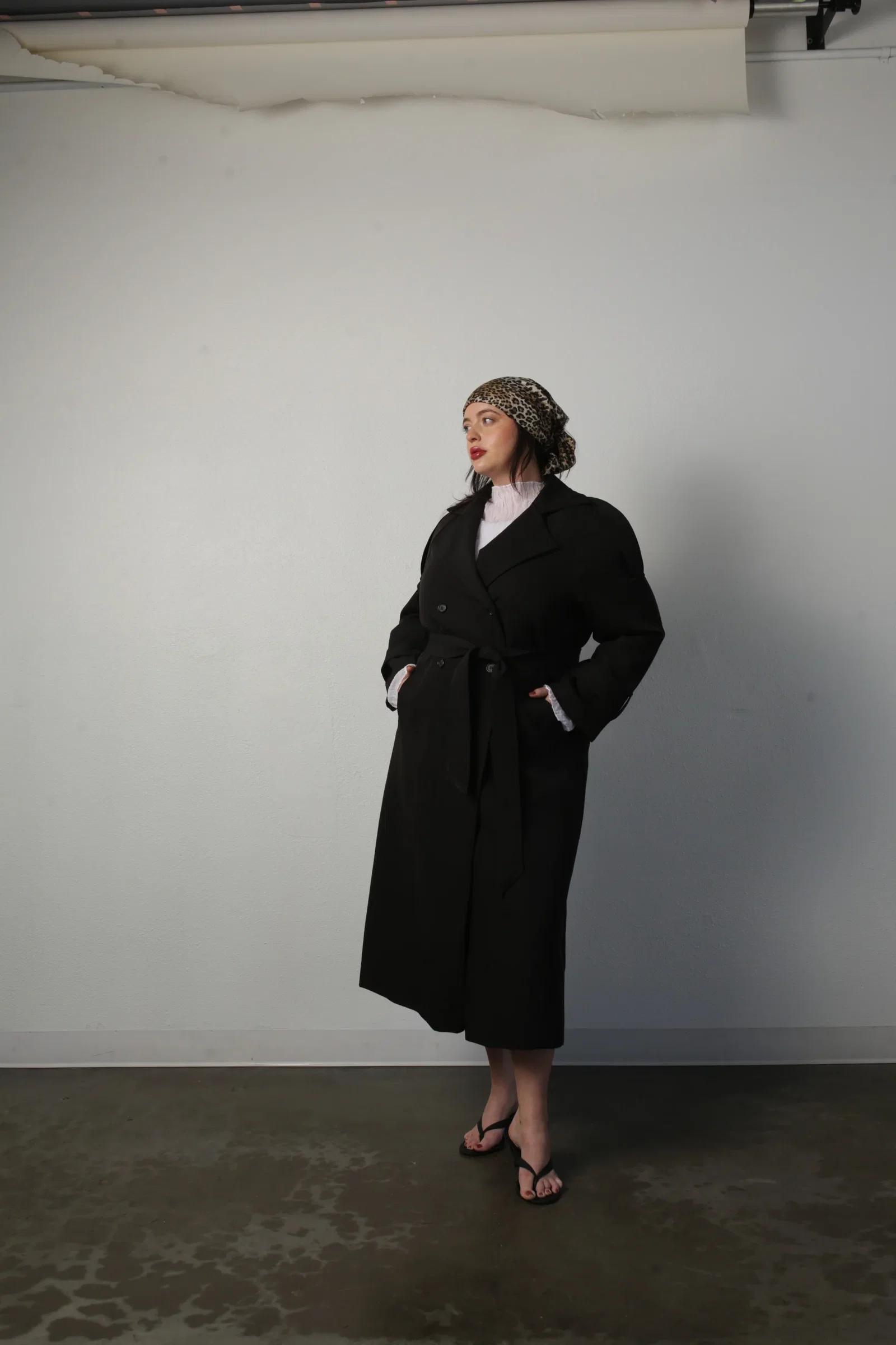 Image of Aria Double Breasted Trench- Black