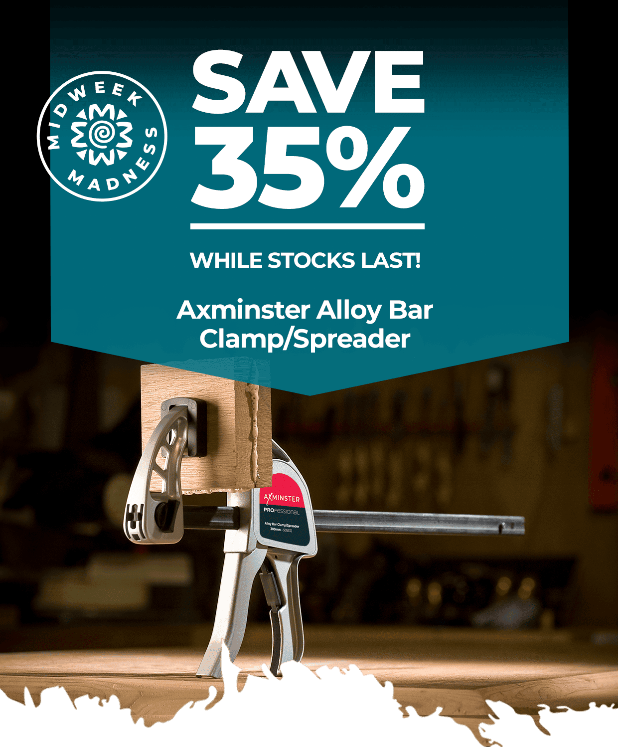 SAVE 35% - while stocks last! Axminster Alloy Bar Clamp/Spreader 