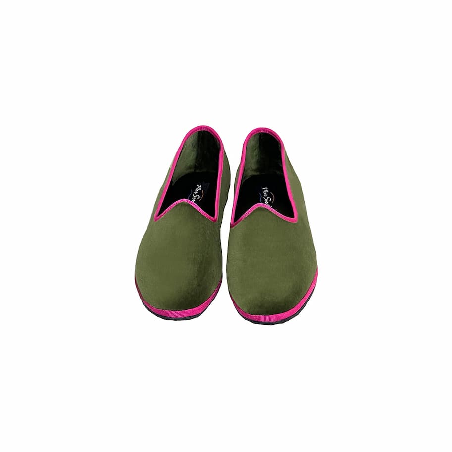 Oliva-Fuxia velvet flat