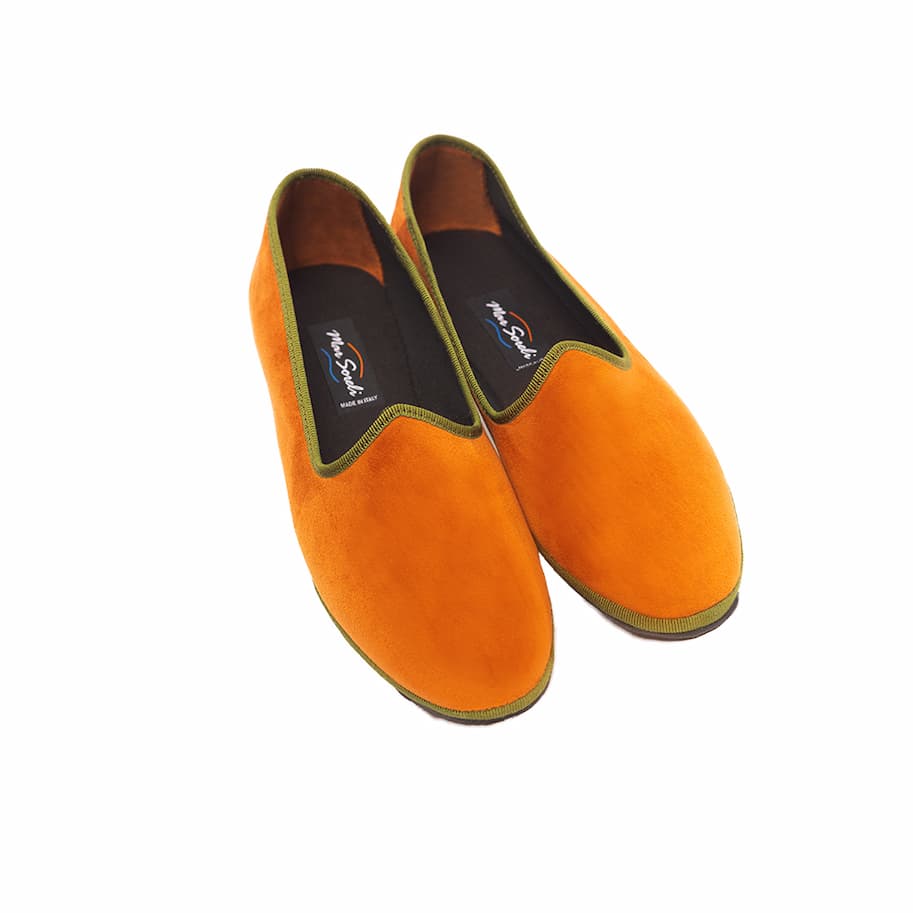 Albicocca/Verde color velvet flat