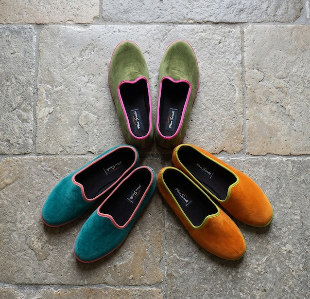 bicolor velvet flats