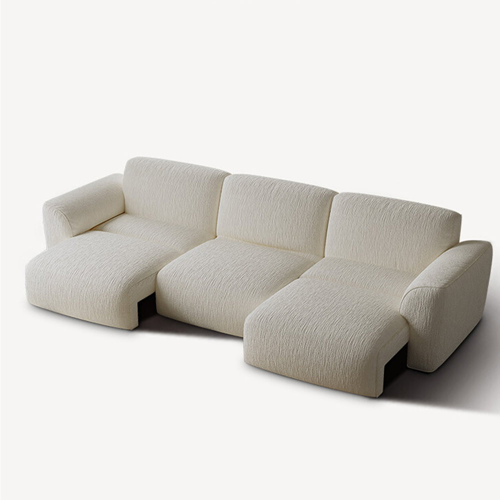 Image of 116.1'' Electric Sofa With a Retractable Feature in French Retro Cream Style