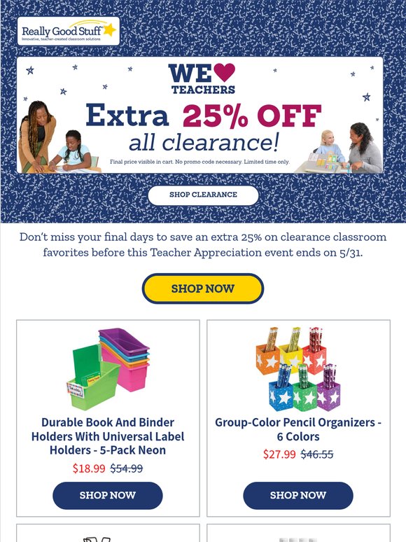 Final days to save for Teacher Appreciation