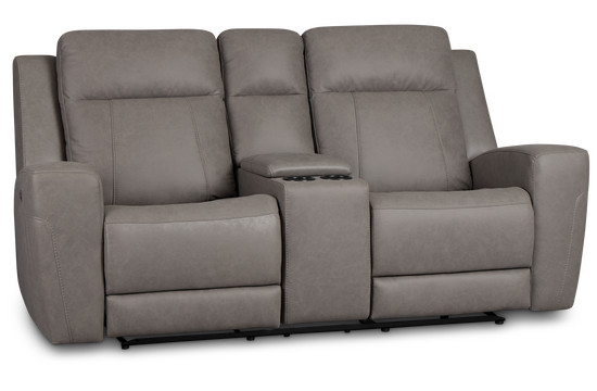 Colton Light Gray Micro Power Reclining Console Loveseat W/ Power Headrest