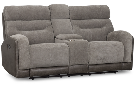 Travis Gray Fabric Power Reclining Console Loveseat