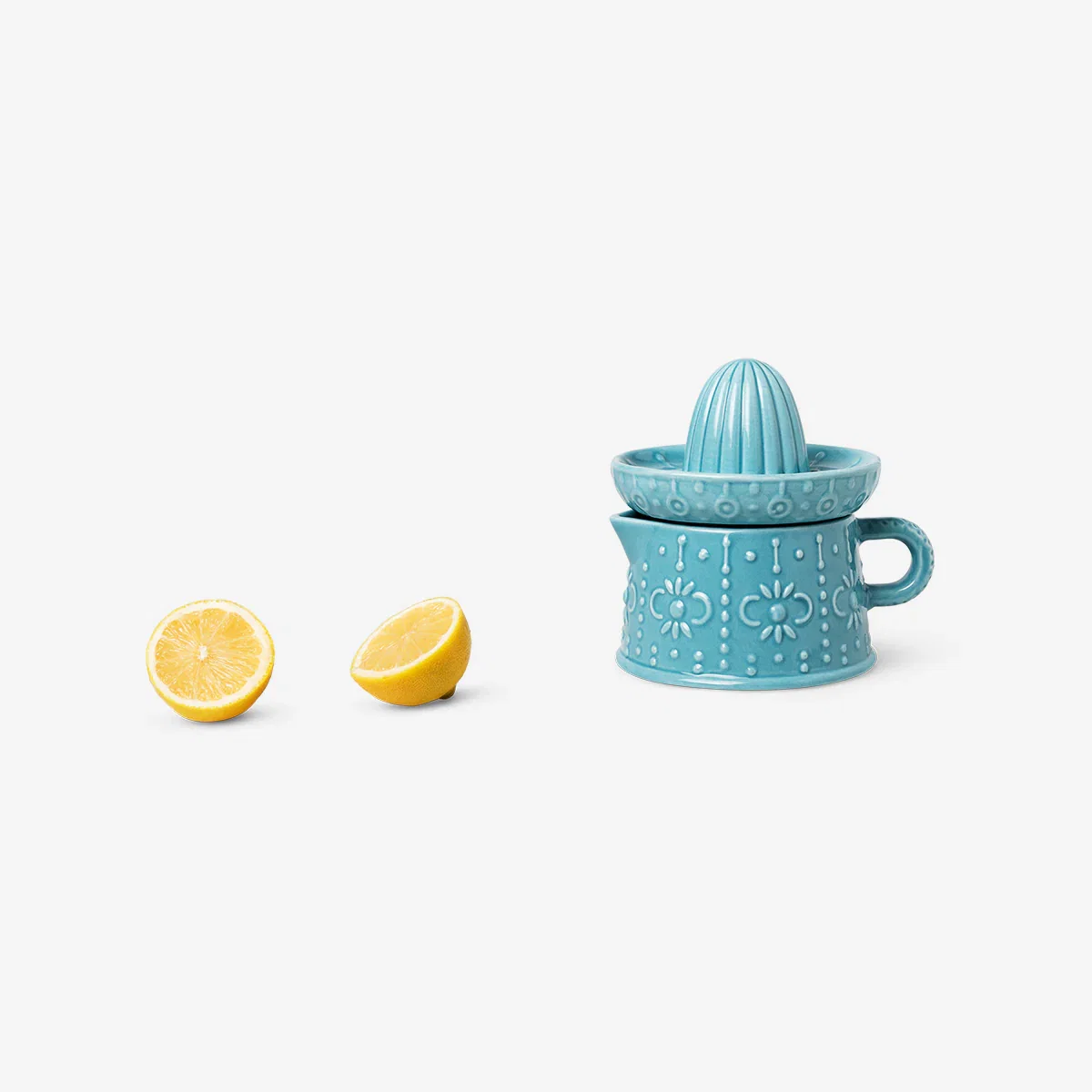 Image of Blue ceramic citrus juicer jug - 350 ml
