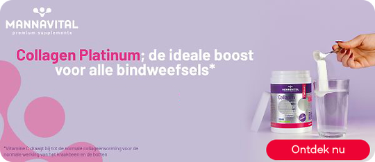 Mannavital Collagen Platinum supplement voor bindweefsel, knop “Bestel nu”.