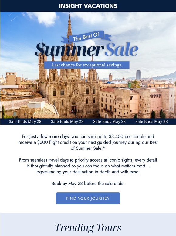 Last chance to book with exceptional summer savings