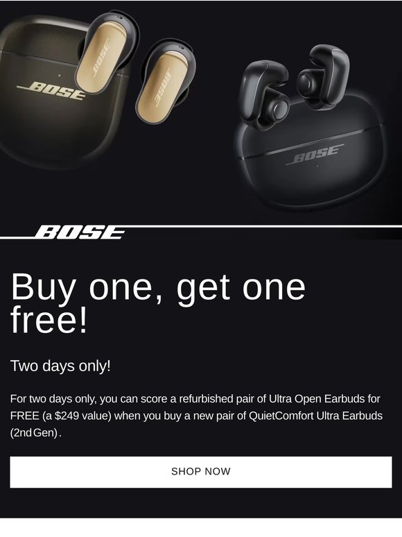 Two days only: BOGO earbuds offer!