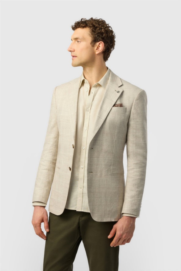 Ted Baker Stone Check linen blazer