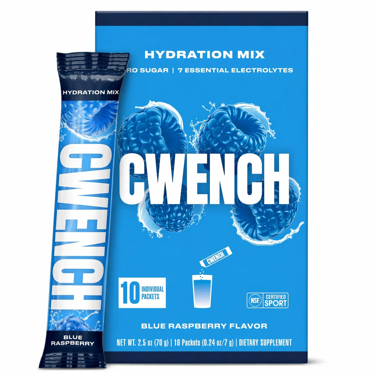 Cwench Hydration Electrolytes & BCAA Drink Mix Singles 10pk