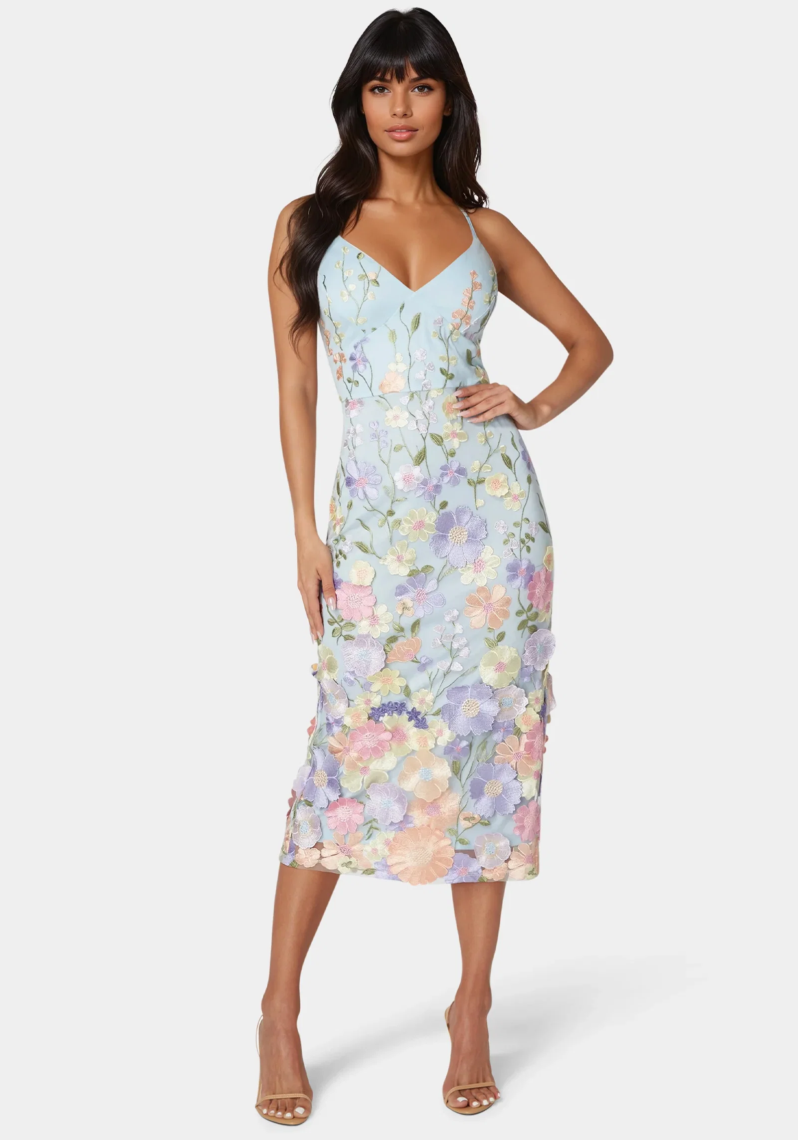 Image of Floral Embroidered Midi Dress
