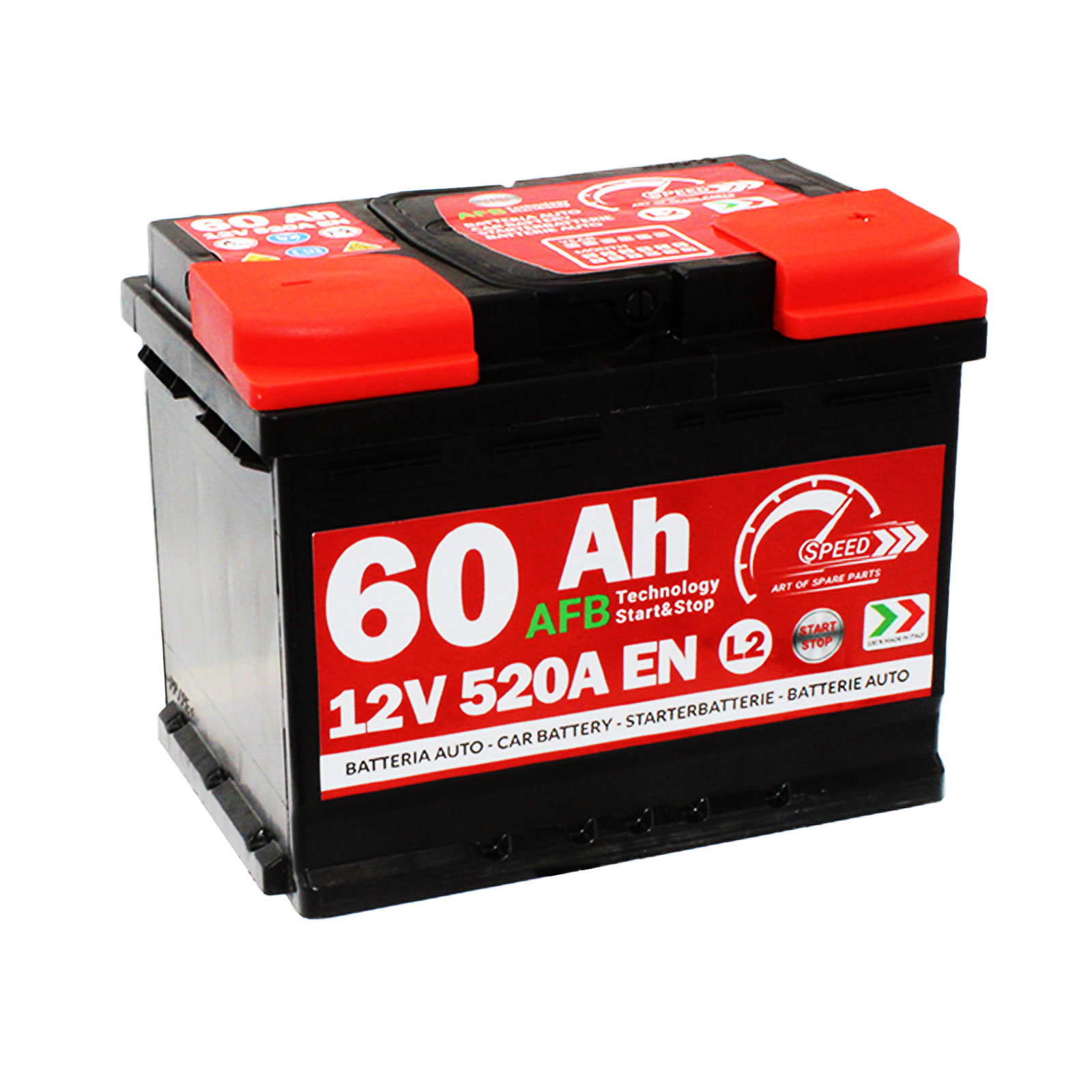 Batteria Auto Speed 60Ah 520A Start&Stop AFB = Fiat e Fiamm 60Ah Start-Stop