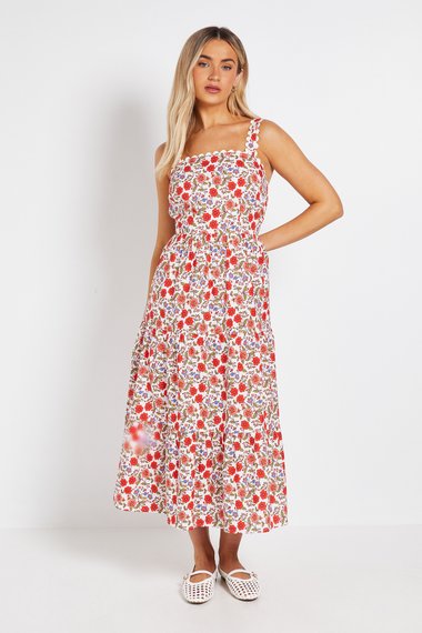 Ric Rac Trim Printed Poplin Midi Dress