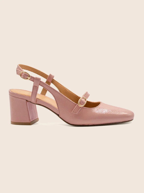 Escarpins slingback cuir vernis rose