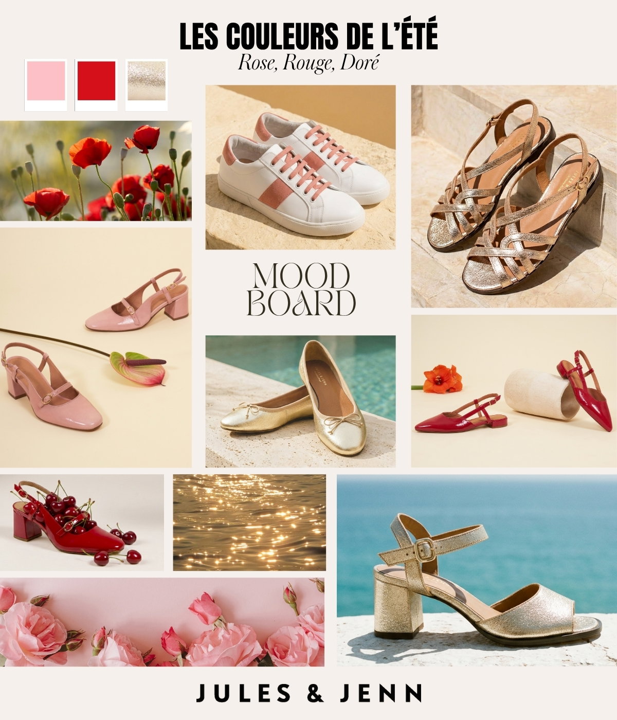 Rose, rouge et doré