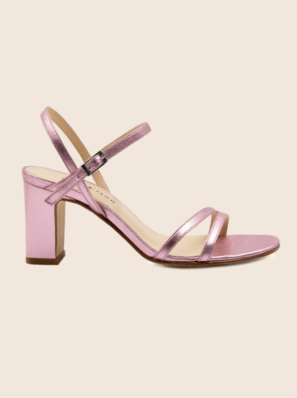 Sandales talon épurées cuir rose