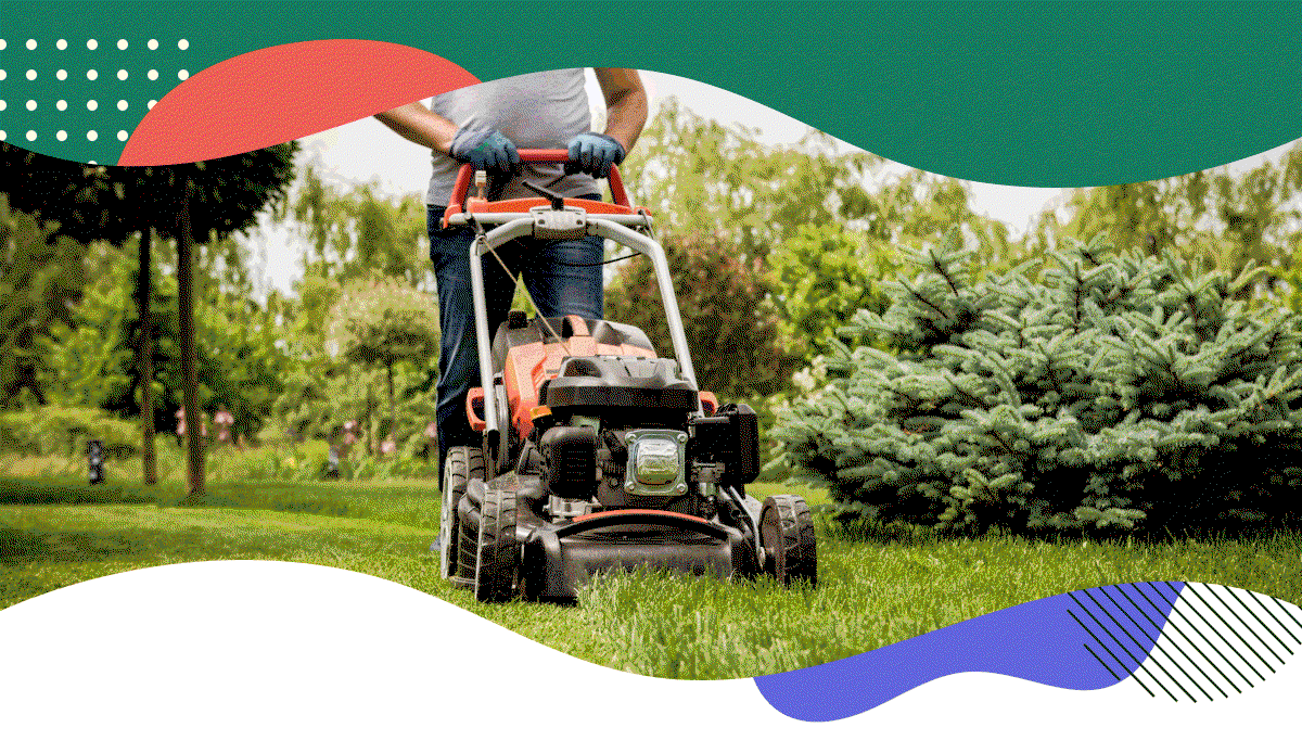 GIF rotating between images of people completing yard work tasks