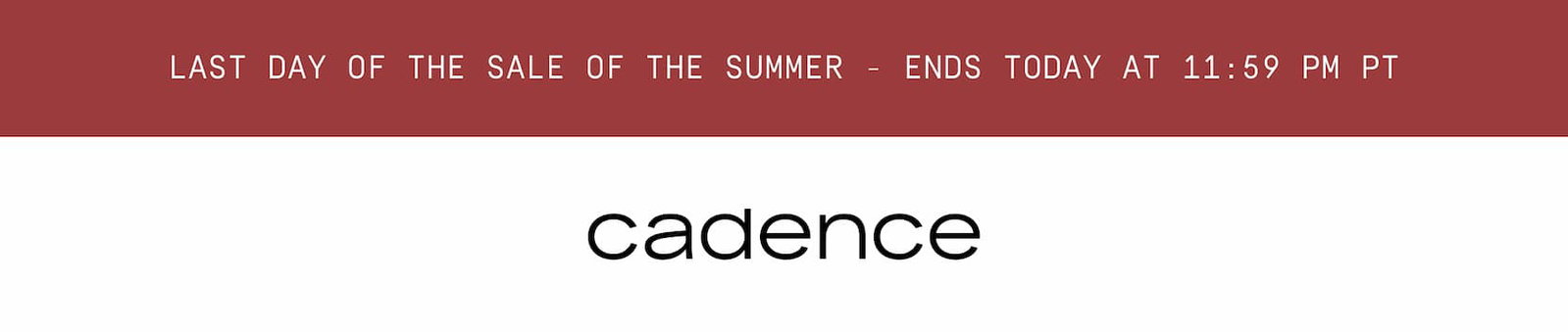 Click to shop the Cadence Memorial Day Weekend Sale. Cadence logo.