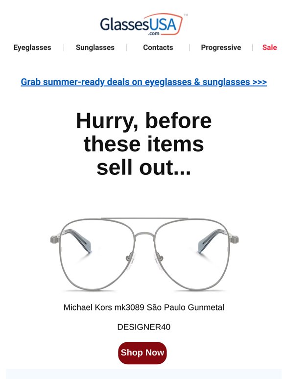 Buy those Michael Kors frames now for 40% off, before it's too late