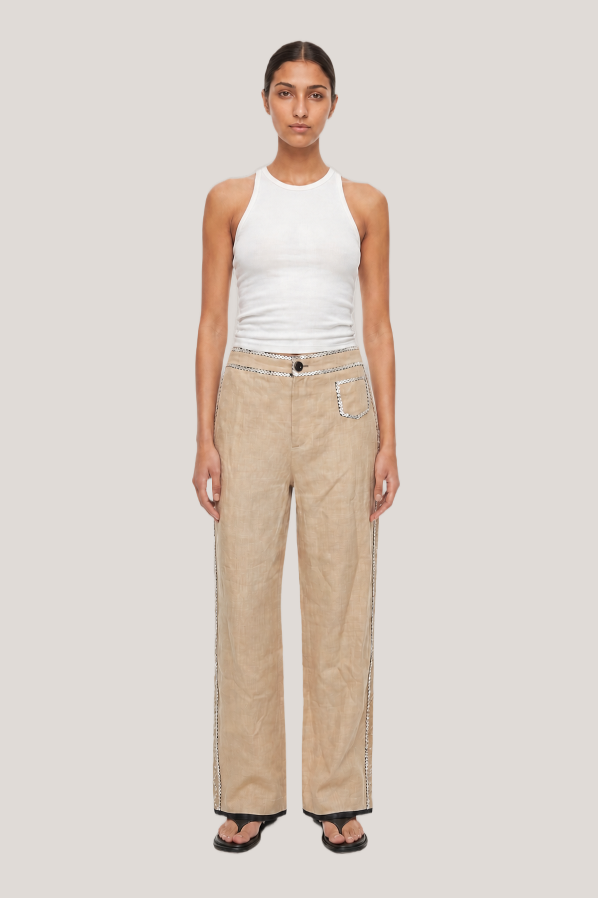 Pantalone dritto in lino